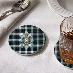 ScotsTee Shop Scottish Black Watch Dress Modern Crest Tartan Drinks Coasters – Wood, Rubber, Ceramic