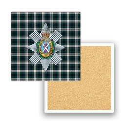 ScotsTee Shop Scottish Black Watch Dress Modern Crest Tartan Drinks Coasters – Wood, Rubber, Ceramic