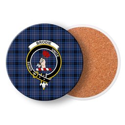 ScotsTee Shop Scottish Brodie Countryfare Modern Crest Tartan Drinks Coasters – Wood, Rubber, Ceramic