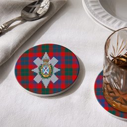 ScotsTee Shop Scottish Black Watch Pipe Band Modern Crest Tartan Drinks Coasters – Wood, Rubber, Ceramic