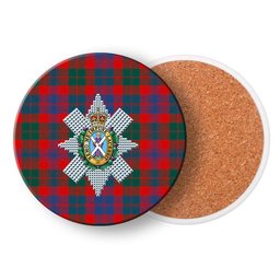 ScotsTee Shop Scottish Black Watch Pipe Band Modern Crest Tartan Drinks Coasters – Wood, Rubber, Ceramic