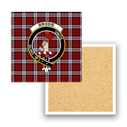 ScotsTee Shop Scottish Brodie Dress Crest Tartan Drinks Coasters – Wood, Rubber, Ceramic