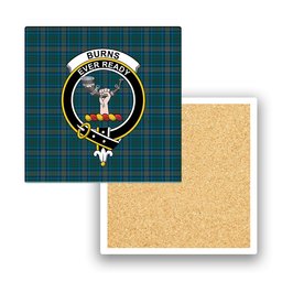ScotsTee Shop Scottish Burns of California Modern Crest Tartan Drinks Coasters – Wood, Rubber, Ceramic