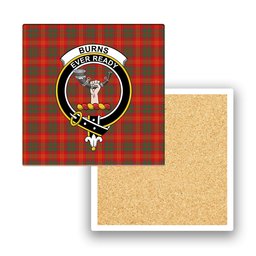 ScotsTee Shop Scottish Burns (Burns 1930) Modern Crest Tartan Drinks Coasters – Wood, Rubber, Ceramic