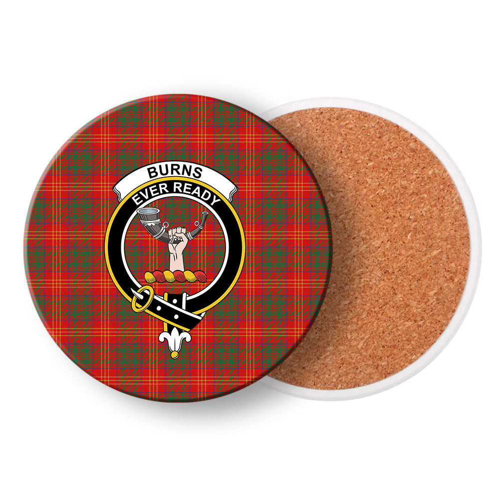 ScotsTee Shop Scottish Burns (Burns 1930) Modern Crest Tartan Drinks Coasters – Wood, Rubber, Ceramic