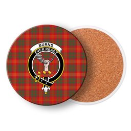 ScotsTee Shop Scottish Burns (Burns 1930) Modern Crest Tartan Drinks Coasters – Wood, Rubber, Ceramic