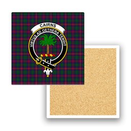 ScotsTee Shop Scottish Cairns of Finavon Crest Tartan Drinks Coasters – Wood, Rubber, Ceramic