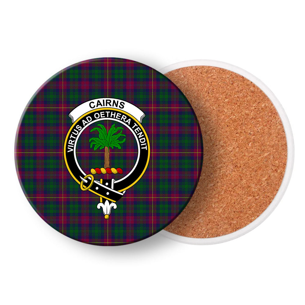 ScotsTee Shop Scottish Cairns of Finavon Crest Tartan Drinks Coasters – Wood, Rubber, Ceramic