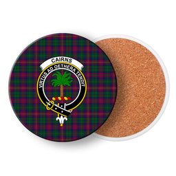 ScotsTee Shop Scottish Cairns of Finavon Crest Tartan Drinks Coasters – Wood, Rubber, Ceramic