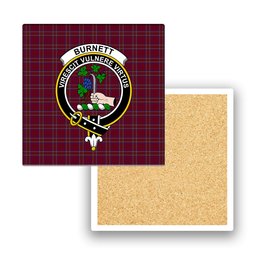 ScotsTee Shop Scottish Burnett of Leys Hunting Crest Tartan Drinks Coasters – Wood, Rubber, Ceramic