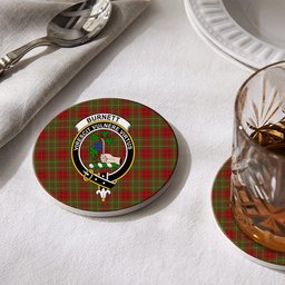 ScotsTee Shop Scottish Burnett of Powis Modern 2 Crest Tartan Drinks Coasters – Wood, Rubber, Ceramic