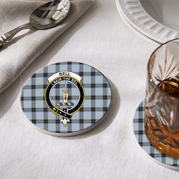 ScotsTee Shop Scottish Bell of the Borders Ancient Crest Tartan Drinks Coasters – Wood, Rubber, Ceramic