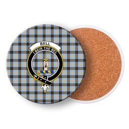 ScotsTee Shop Scottish Bell of the Borders SC Crest Tartan Drinks Coasters – Wood, Rubber, Ceramic