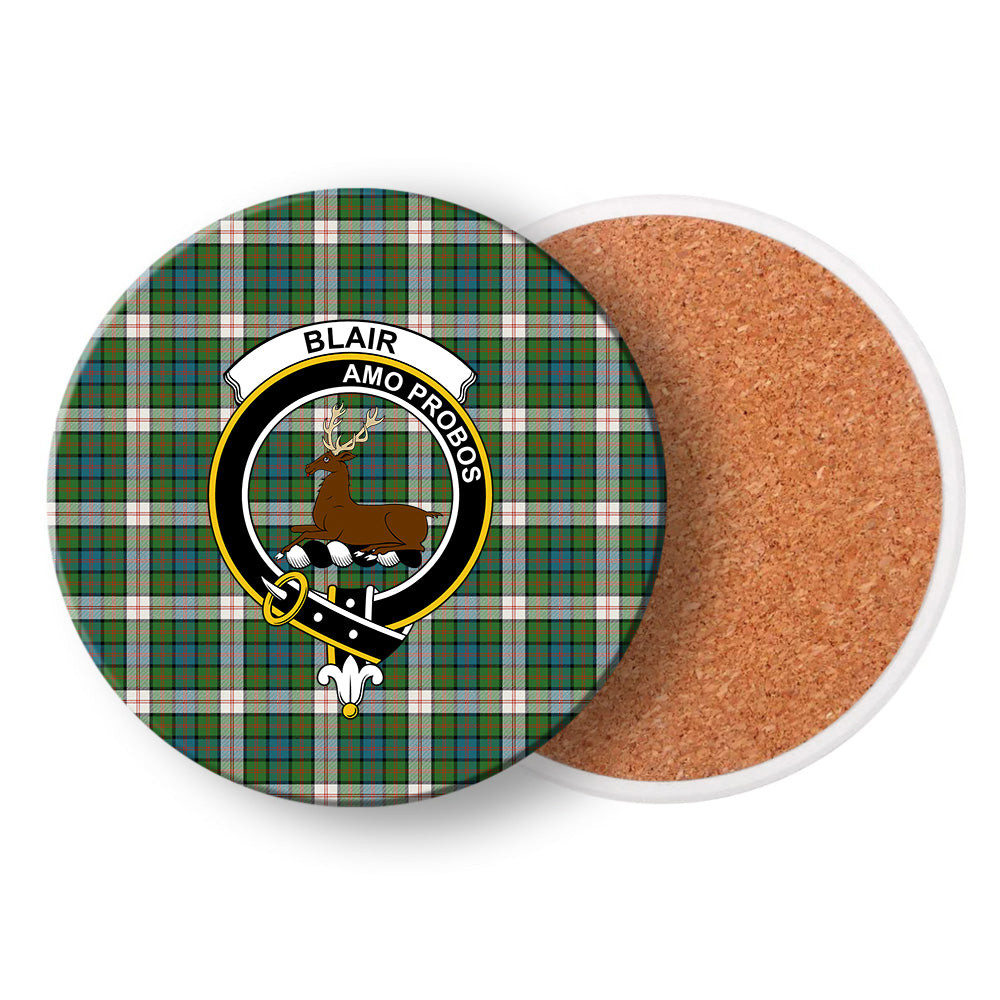 ScotsTee Shop Scottish Blair Dress Ancient Crest Tartan Drinks Coasters – Wood, Rubber, Ceramic