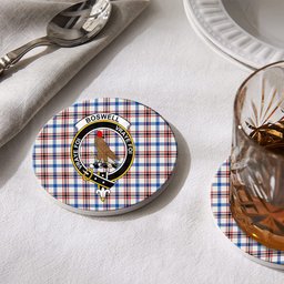 ScotsTee Shop Scottish Boswell Dress Modern Crest Tartan Drinks Coasters – Wood, Rubber, Ceramic