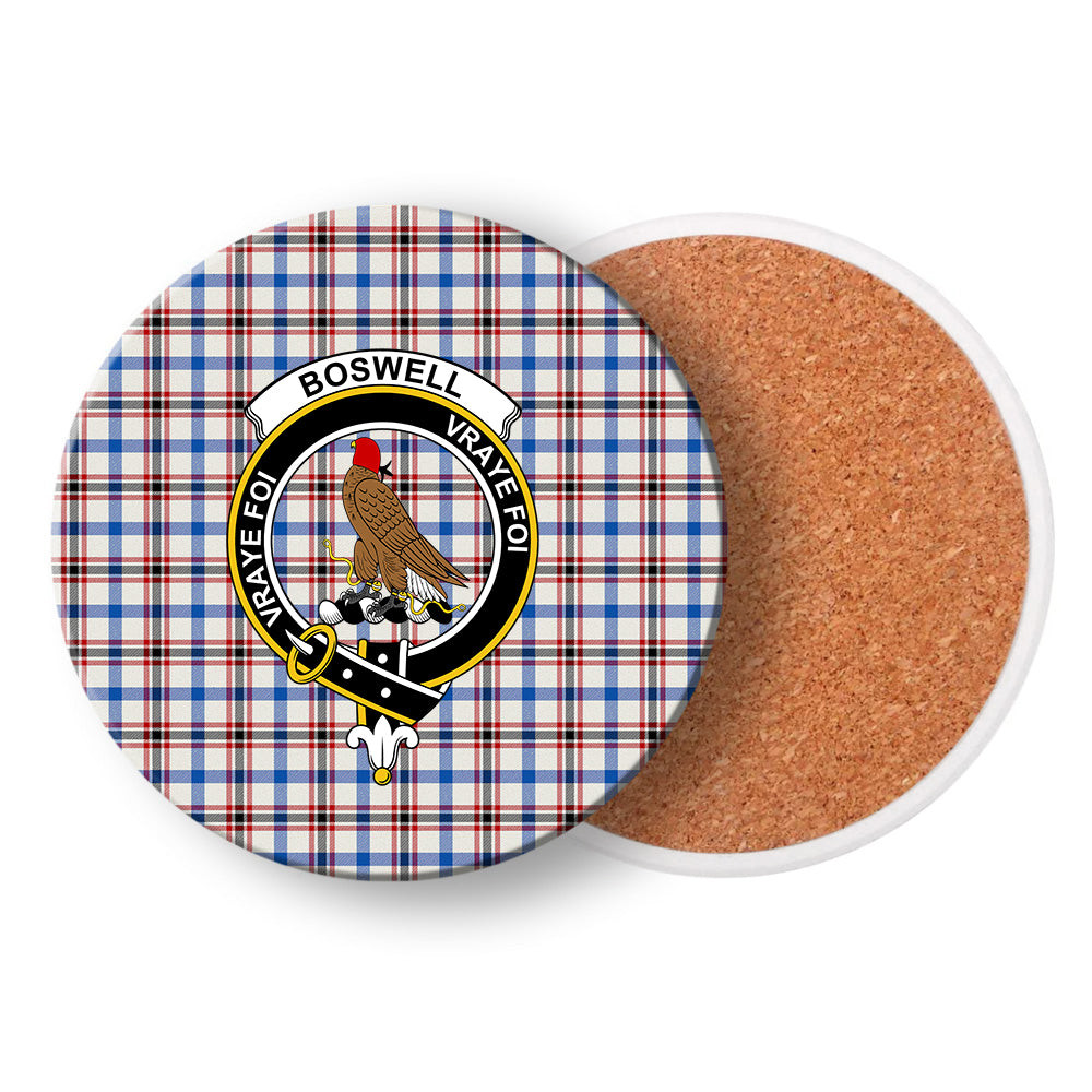 ScotsTee Shop Scottish Boswell Dress Modern Crest Tartan Drinks Coasters – Wood, Rubber, Ceramic