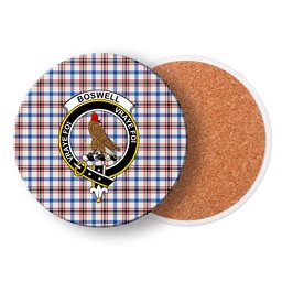 ScotsTee Shop Scottish Boswell Dress Modern Crest Tartan Drinks Coasters – Wood, Rubber, Ceramic