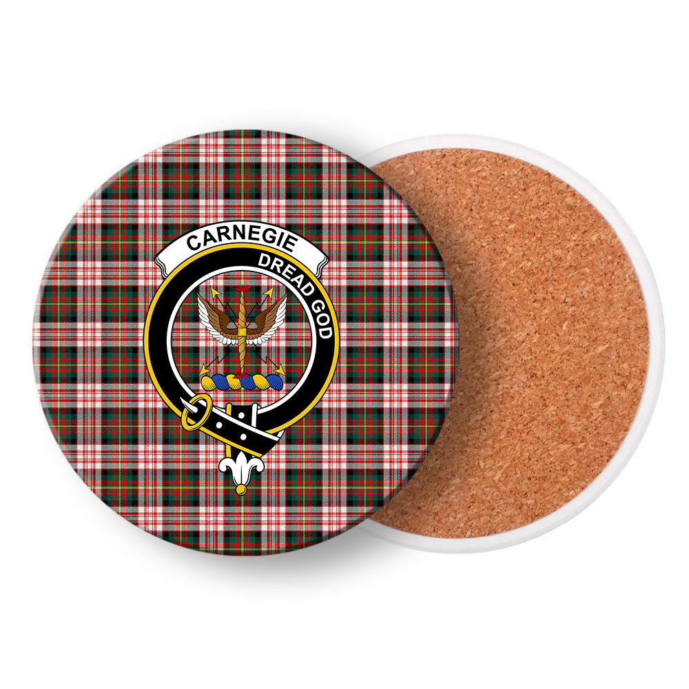ScotsTee Shop Scottish Carnegie Dress Modern Crest Tartan Drinks Coasters – Wood, Rubber, Ceramic