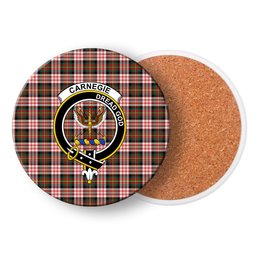 ScotsTee Shop Scottish Carnegie Dress Modern Crest Tartan Drinks Coasters – Wood, Rubber, Ceramic
