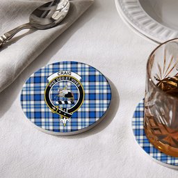 ScotsTee Shop Scottish Craig Paisley Modern Crest Tartan Drinks Coasters – Wood, Rubber, Ceramic