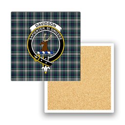 ScotsTee Shop Scottish Davidson of Tulloch Dress Modern Crest Tartan Drinks Coasters – Wood, Rubber, Ceramic