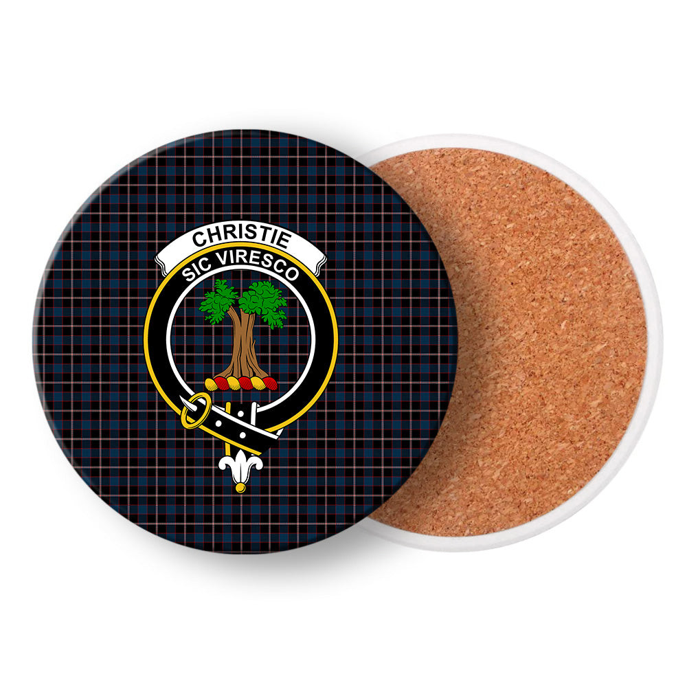 ScotsTee Shop Scottish Christie (2016) Crest Tartan Drinks Coasters – Wood, Rubber, Ceramic