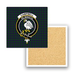 ScotsTee Shop Scottish Campbell of Cawdor Crest Tartan Drinks Coasters – Wood, Rubber, Ceramic