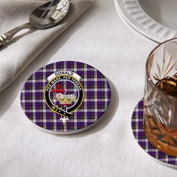 ScotsTee Shop Scottish Donald Dress Modern Crest Tartan Drinks Coasters – Wood, Rubber, Ceramic
