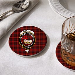 ScotsTee Shop Scottish Donald of Ardnamurchan Crest Tartan Drinks Coasters – Wood, Rubber, Ceramic