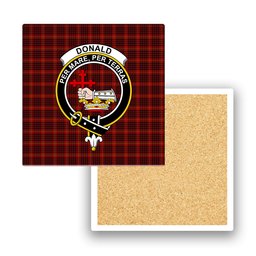 ScotsTee Shop Scottish Donald of Ardnamurchan Crest Tartan Drinks Coasters – Wood, Rubber, Ceramic