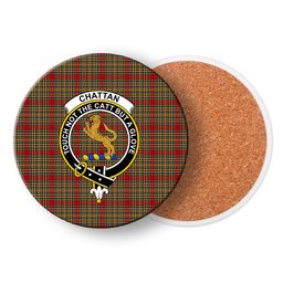 ScotsTee Shop Scottish Chattan Variation Crest Tartan Drinks Coasters – Wood, Rubber, Ceramic