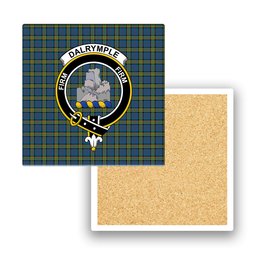 ScotsTee Shop Scottish Dalrymple M of Oxenfoord Crest Tartan Drinks Coasters – Wood, Rubber, Ceramic