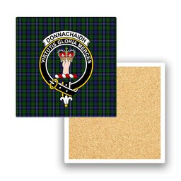 ScotsTee Shop Scottish Donnachaidh Robertson Crest Tartan Drinks Coasters – Wood, Rubber, Ceramic