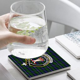 ScotsTee Shop Scottish Donnachaidh Robertson Crest Tartan Drinks Coasters – Wood, Rubber, Ceramic