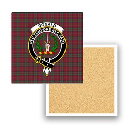 ScotsTee Shop Scottish Donald of Glencoe Modern Crest Tartan Drinks Coasters – Wood, Rubber, Ceramic