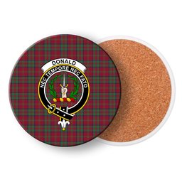 ScotsTee Shop Scottish Donald of Glencoe Modern Crest Tartan Drinks Coasters – Wood, Rubber, Ceramic