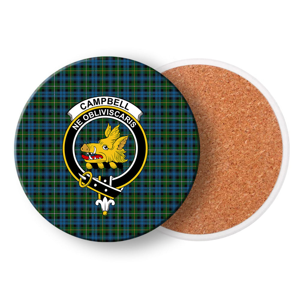 ScotsTee Shop Scottish Campbell of Argyll Ancient Crest Tartan Drinks Coasters – Wood, Rubber, Ceramic
