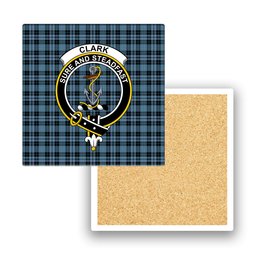 ScotsTee Shop Scottish Clark (Clergy) Ancient Clan Crest Tartan Drinks Coasters – Wood, Rubber, Ceramic