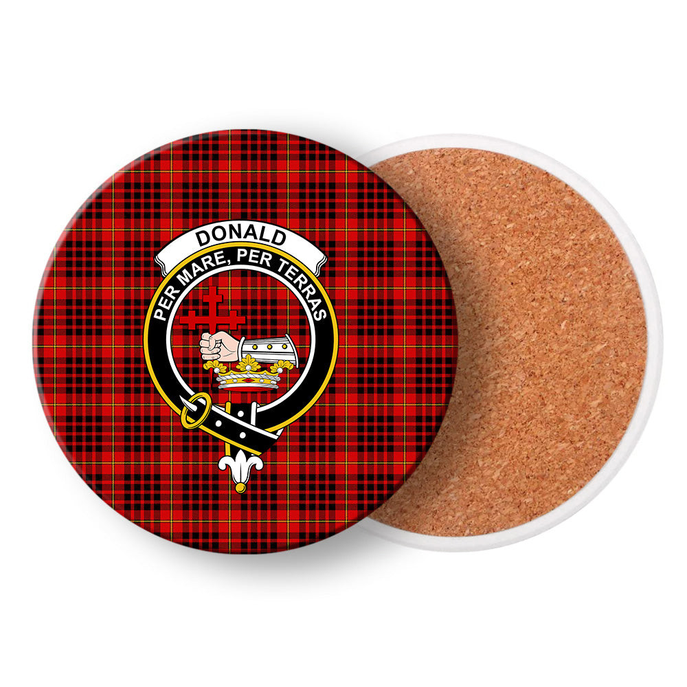 ScotsTee Shop Scottish Donald of Ardnamurchan Modern Crest Tartan Drinks Coasters – Wood, Rubber, Ceramic