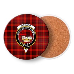 ScotsTee Shop Scottish Donald of Ardnamurchan Modern Crest Tartan Drinks Coasters – Wood, Rubber, Ceramic