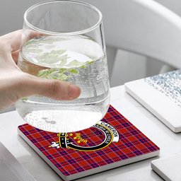 ScotsTee Shop Scottish Cameron of Lochiel Modern Crest Tartan Drinks Coasters – Wood, Rubber, Ceramic