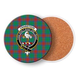 ScotsTee Shop Scottish Cranstoun Dress Ancient Crest Tartan Drinks Coasters – Wood, Rubber, Ceramic