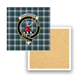 ScotsTee Shop Scottish Colquhoun Dress Ancient Crest Tartan Drinks Coasters – Wood, Rubber, Ceramic