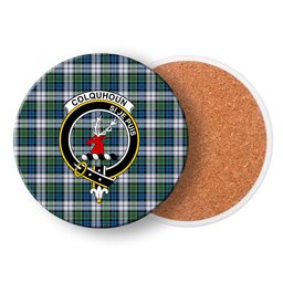 ScotsTee Shop Scottish Colquhoun Dress Ancient Crest Tartan Drinks Coasters – Wood, Rubber, Ceramic