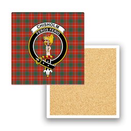 ScotsTee Shop Scottish Chisholm of Strathglass Ancient Crest Tartan Drinks Coasters – Wood, Rubber, Ceramic