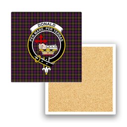 ScotsTee Shop Scottish Donald Modern Crest Tartan Drinks Coasters – Wood, Rubber, Ceramic