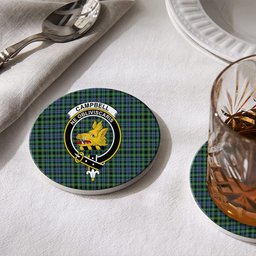 ScotsTee Shop Scottish Campbell of Argyll 1815 Ancient 2 Crest Tartan Drinks Coasters – Wood, Rubber, Ceramic