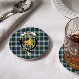ScotsTee Shop Scottish Campbell Dress 1 Crest Tartan Drinks Coasters – Wood, Rubber, Ceramic