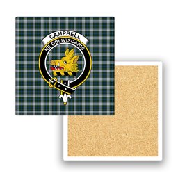 ScotsTee Shop Scottish Campbell Dress 1 Crest Tartan Drinks Coasters – Wood, Rubber, Ceramic