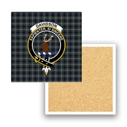 ScotsTee Shop Scottish Davidson of Tulloch Dress Crest Tartan Drinks Coasters – Wood, Rubber, Ceramic